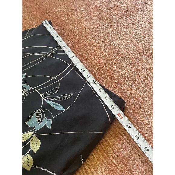 Loft Women's Black Silk Skirt Size 6 Blue & Yellow Floral Print Lined Size 10 - Picture 5 of 7